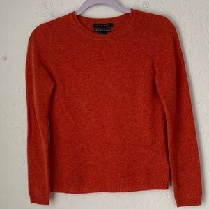 Tahari 100% Cashmere Women Crew Neck Orange Sweater Size XS